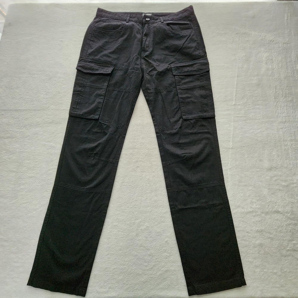 ITALYMORN‎ Cargo Pants Mens 36W 33L Black Cotton Straight Leg Gorpcore Tactical